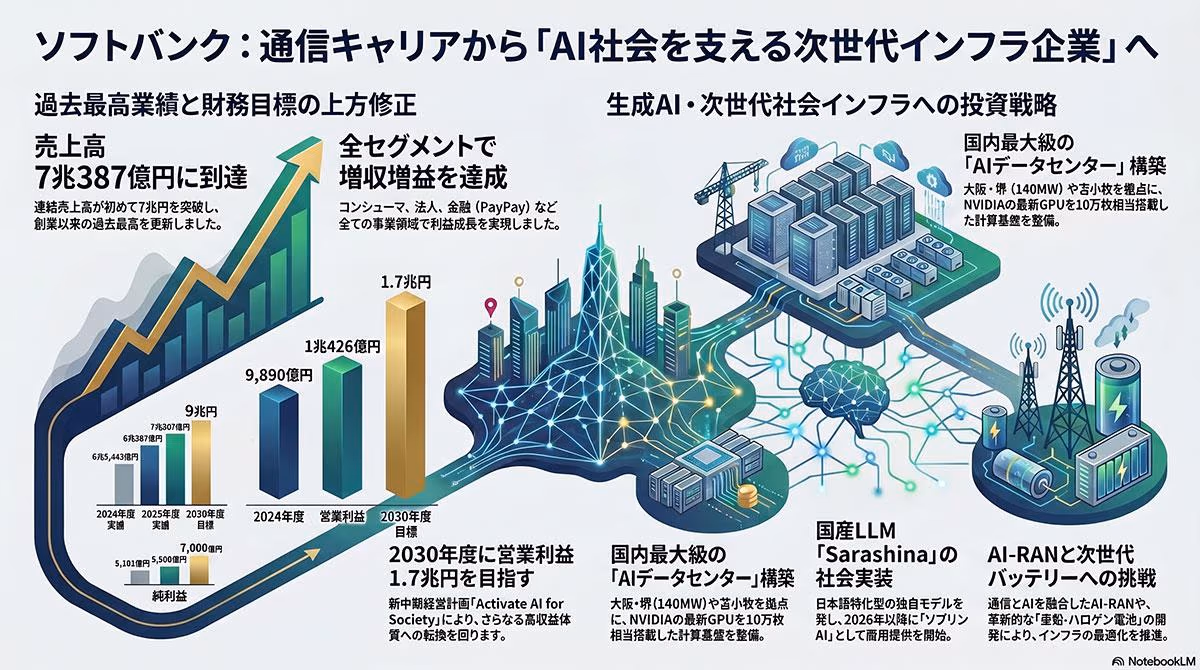 ソフトバンク2026年3月期決算と新中計のサマリースライド